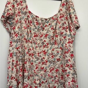 Torrid Ruffled Red and Blue Blouse